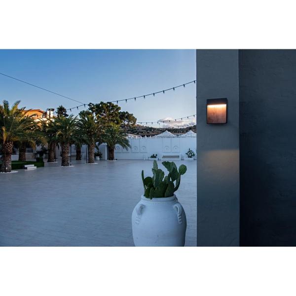 SLV FLATT Outdoor LED Wandaufbauleuchte, 14W, 500lm, 3000K, IP65, anthrazit/braun (1002953)