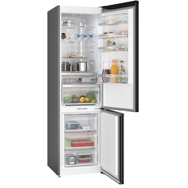 Siemens KG39NAXCF iQ500 Stand Kühl-Gefrierkombination, 60 cm breit, 363 L, Home Connect App, bottleRack, superCooling, blackSteel