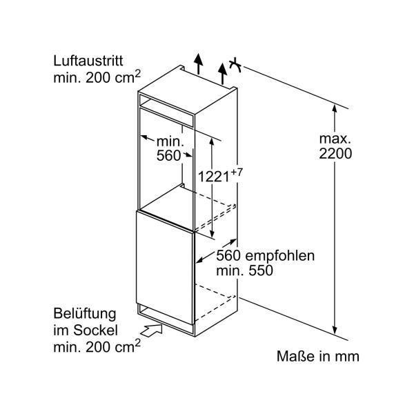 Siemens KI42LVFE0 IQ300 Einbau Kühlschrank mit Gefrierfach, 54 cm breit, 187 L, Festtürtechnik, LED Beleuchtung, Super Kühlen, freshBox, weiß