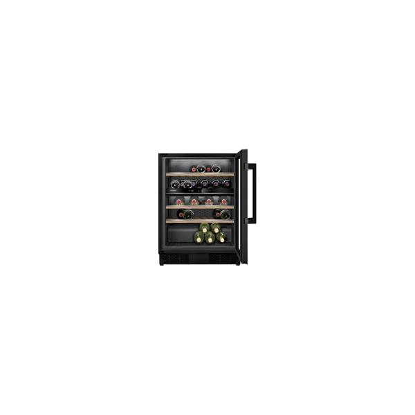 ARDEBO.de Siemens KU21WAHG0 IQ500 Weinlagerschrank, 60 cm breit, 44 Standardweinflaschen, 2 Temperaturzonen, Glastür UV Schutz, Beleuchtung, Temperatur regelbar, Flaschenborde Eiche, schwarz