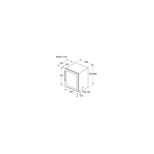 Siemens KU21WAHG0 IQ500 Weinlagerschrank, 60 cm breit, 44 Standardweinflaschen, 2 Temperaturzonen, Glastür UV Schutz, Beleuchtung, Temperatur regelbar, Flaschenborde Eiche, schwarz