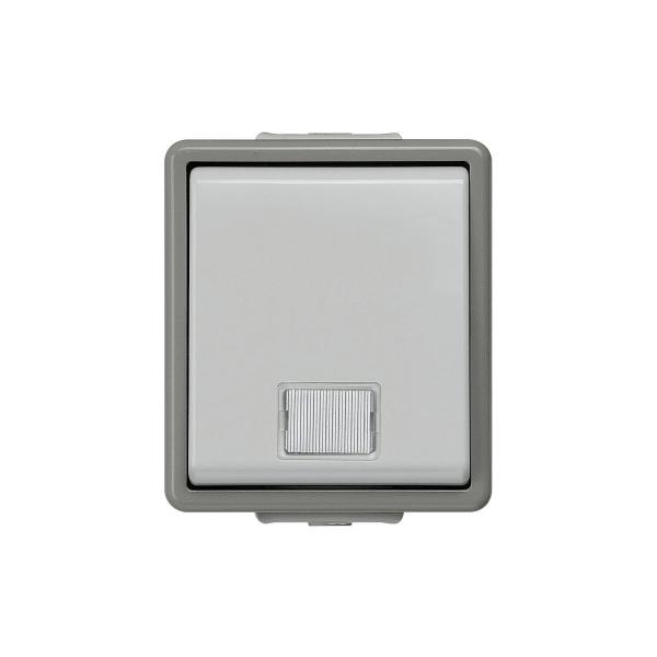 ARDEBO.de Siemens DELTA fläche IP44 AP Kontrollschalter für Wechselschaltung, mit Fenster und LED 10A 250V, 66x75mm (5TA4710)