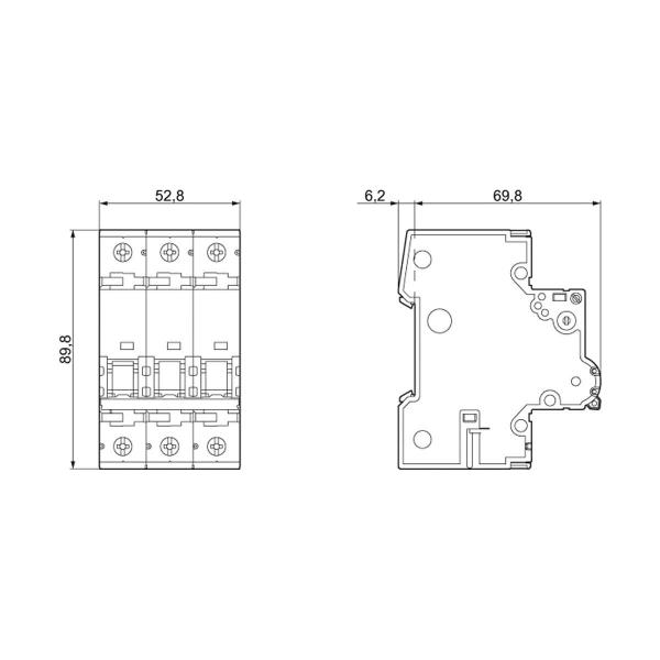 Siemens 5SY4306-7 Leitungsschutzschalter 400V 10kA, 3-polig, C, 6A, T=70mm
