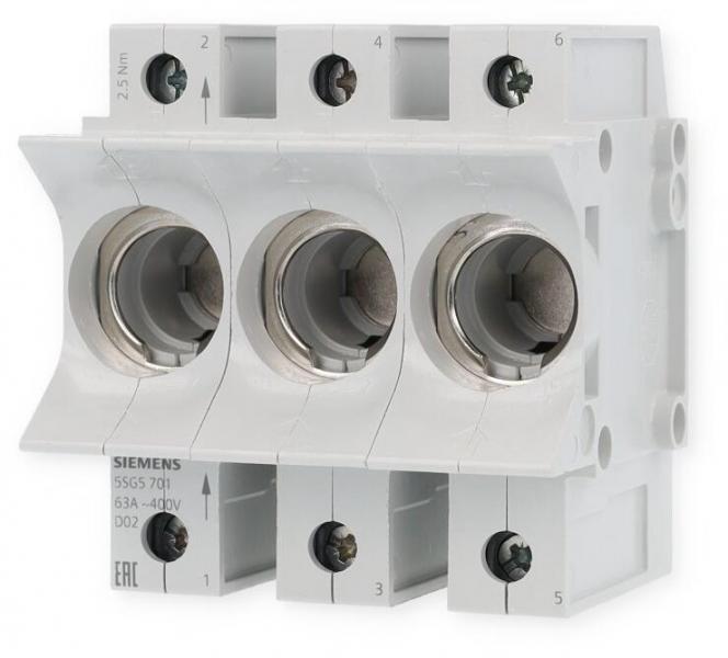 ARDEBO.de Siemens 5SG5701 Neozed-Sicherungssockel D02/63A 3-polig