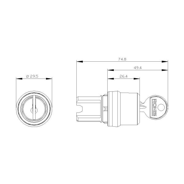Siemens 3SU10004BL110AA0 Schlüsselschalter RON, schwarz