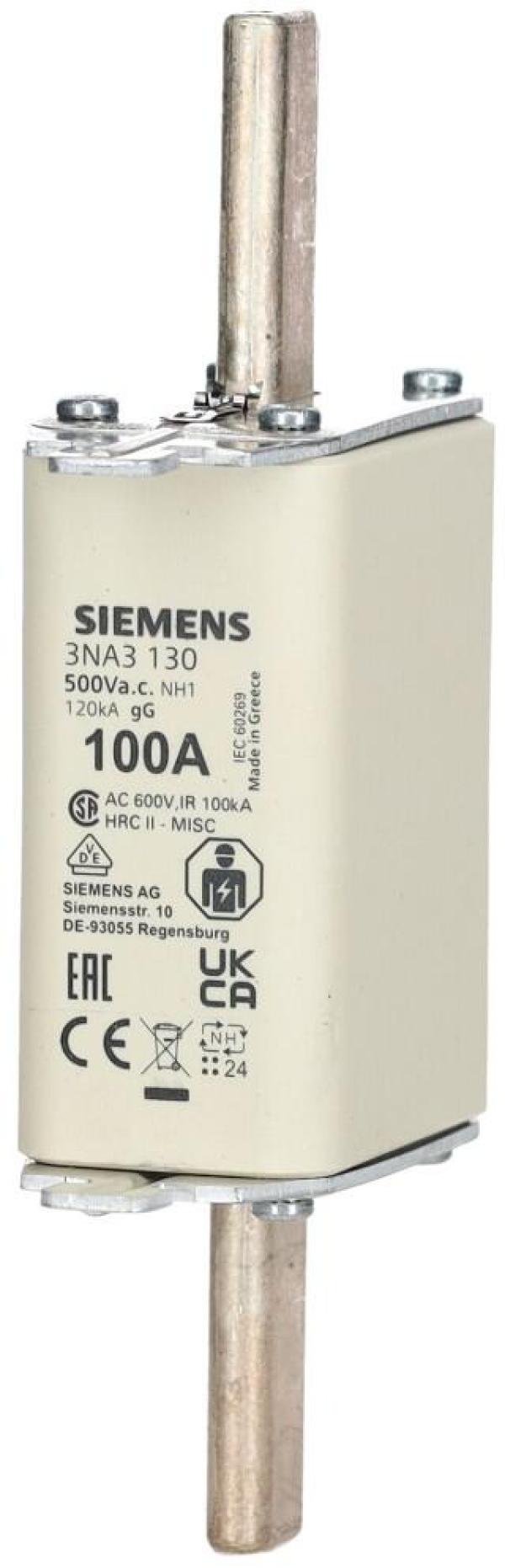 Siemens 3NA3130 NH-Sicherungseinsätze GL/GG 100A, 3 Stck.