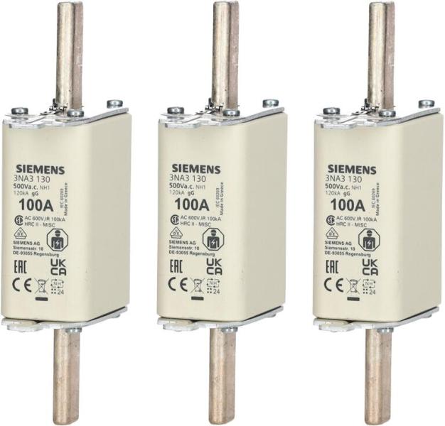 Siemens 3NA3130 NH-Sicherungseinsätze GL/GG 100A, 3 Stck.