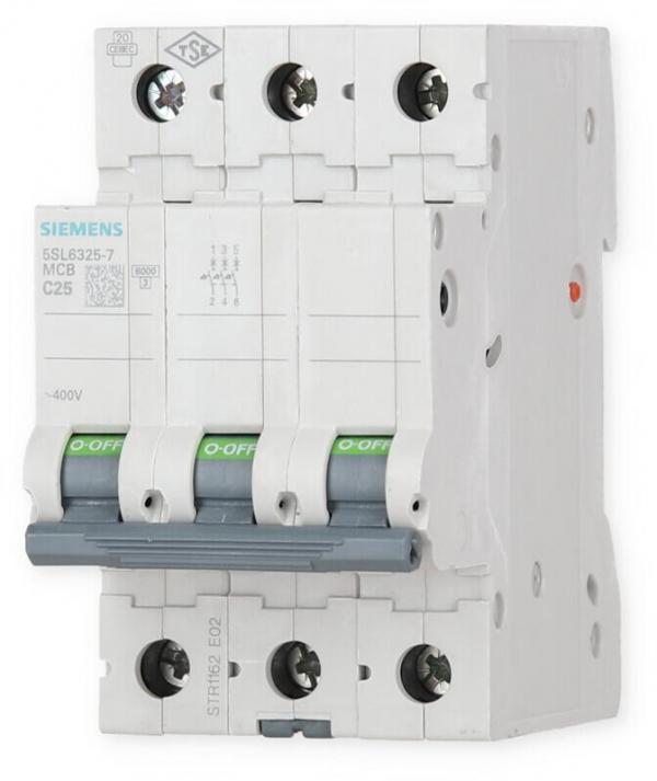 Siemens 5SL63257 Leitungsschutzschalter 400V, 6kA, 3-Polig, C-Charakteristik, 25A