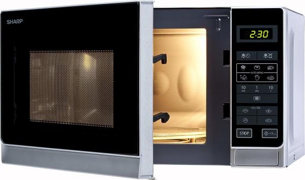 Sharp R-242 INW Solo-Kompakt-Mikrowellengerät, 800W, 20l, silbermetallic
