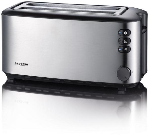 Severin AT2509 Automatik-Langschlitztoaster, 1400 W, einstellbarer Bräunungsgrad, Edelstahl gebürstet/schwarz