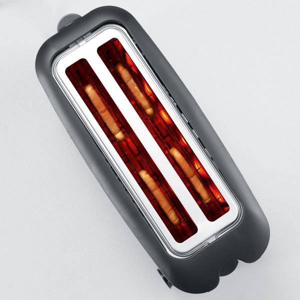 Severin AT2509 Automatik-Langschlitztoaster, 1400 W, einstellbarer Bräunungsgrad, Edelstahl gebürstet/schwarz