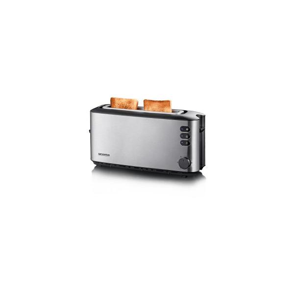 ARDEBO.de Severin AT 2515 Automatik-Langschlitztoaster, 1000W, Defroster-Stufe, Aufwärmstufe, Edelstahl gebürstet/schwarz