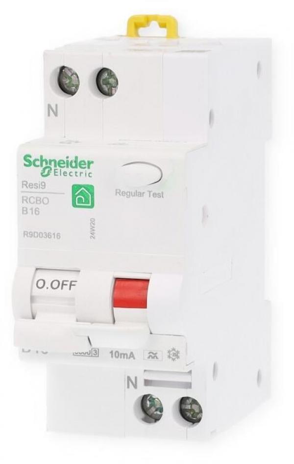 ARDEBO.de Schneider R9D03616 FI/LS-Schalter Resi9 2-Polig, 16A, B-Charakteristik, 10mA, Typ A, 6kA