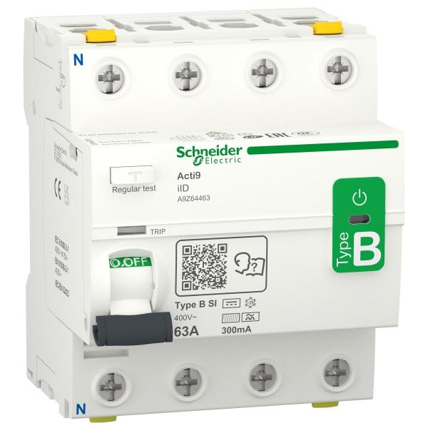 ARDEBO.de Schneider Electric A9Z64463 FI-Schutzschalter, 4P, 63A, 300mA, Typ B-SI