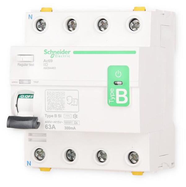 Schneider Electric A9Z64463 FI-Schutzschalter, 4P, 63A, 300mA, Typ B-SI