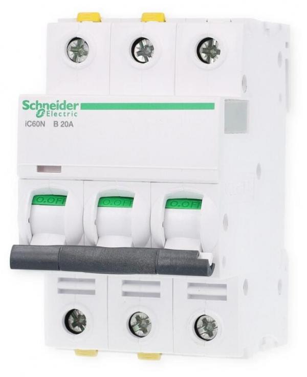 ARDEBO.de Schneider Electric A9F03320 Leitungsschutzschalter iC60N, 6 kA, B-Charakteristik, 20A, 3-Polig