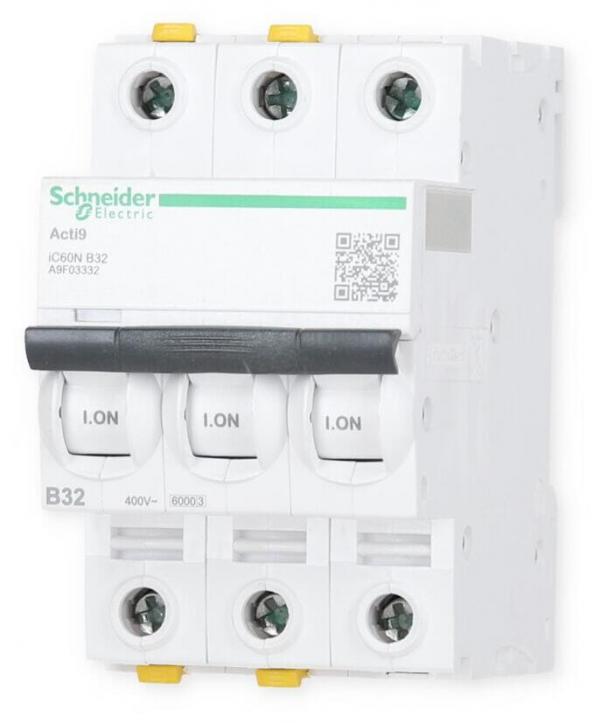 ARDEBO.de Schneider Electric A9F03332 Leitungsschutzschalter iC60N, 6 kA, B-Charakteristik, 32A, 3-Polig