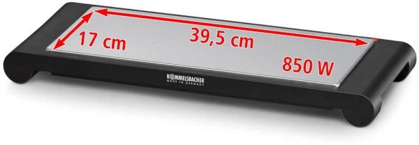 Rommelsbacher WPS857 Warmhalteplatte, 850W, Überhitzungsschutz, edelstahl/schwarz