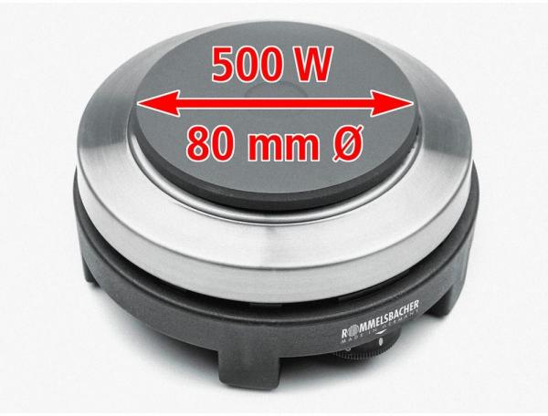 Rommelsbacher RK501 Reisekochplatte, 500 W, Gussheizplatte, edelstahl/schwarz