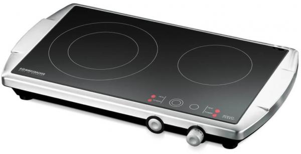 ARDEBO.de Rommelsbacher CT3400/E Glaskeramik-Doppelkochplatte, 3400 W, 2 Kochzonen, schwarz/edelstahl