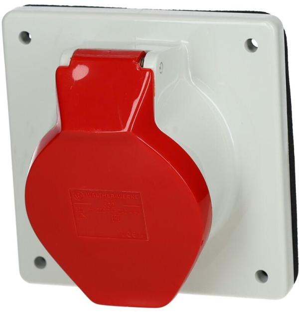 Walther Werke (532) Anbaudose schräg 32A 5P 6H mit Flansch 110x110mm