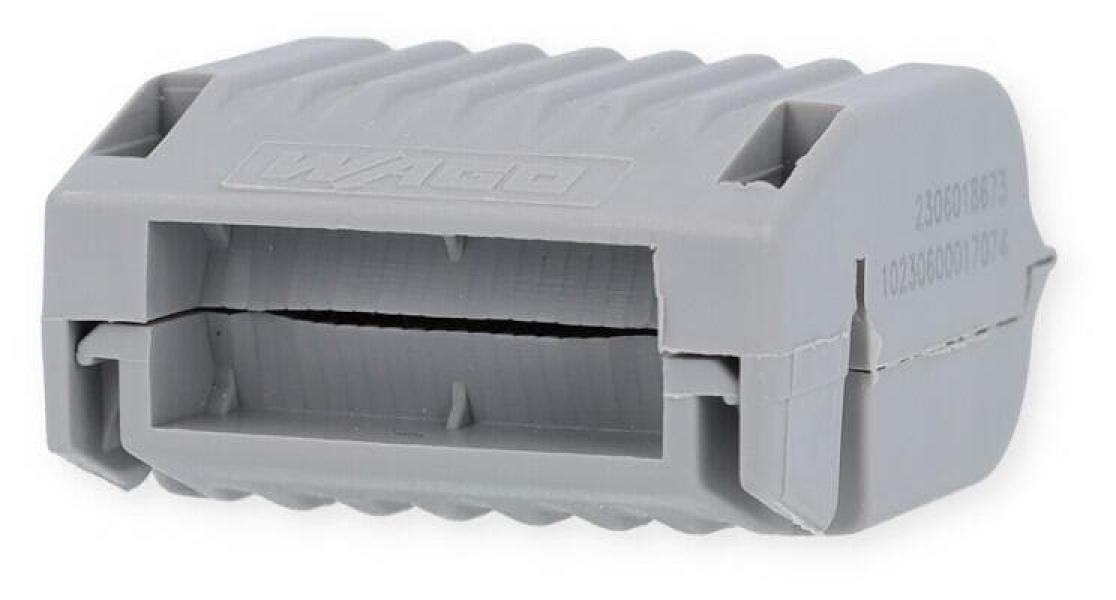 Wago 207-1331 Gelbox, für Aderleitungen, Serie 221, 2x73, max. 4mm²-Klemmen, ohne Verbindungsklemmen, Größe 1, grau