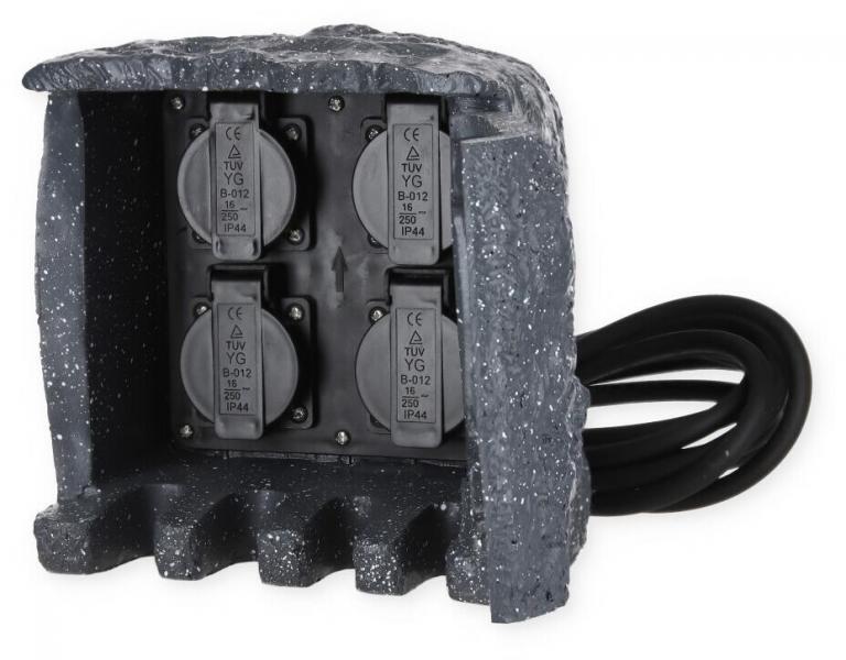 ARDEBO.de Trio Steckdosen Pfosten, IP 44, grau (9962-11)