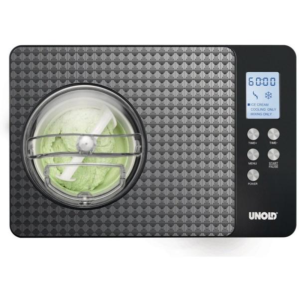 Unold 48897 Speiseeismaschine, 150W, 1.5 L, in 30 Min., Timer, 3 Programme, Edelstahl
