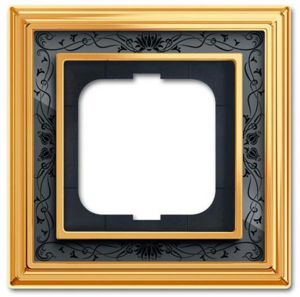 ARDEBO.de Busch-Jaeger 1721-833 Abdeckrahmen, Busch-dynasty®, 1-fach Rahmen, Messing Poliert Dekor Anthrazit (2CKA001754A4648)