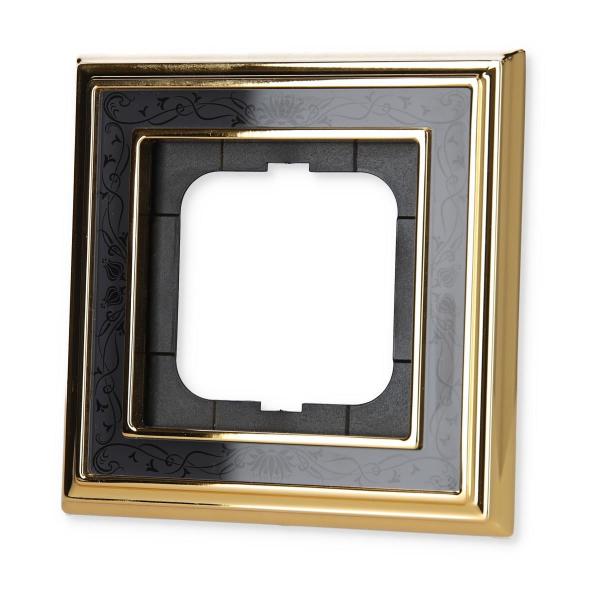 Busch-Jaeger 1721-833 Abdeckrahmen, Busch-dynasty®, 1-fach Rahmen, Messing Poliert Dekor Anthrazit (2CKA001754A4648)