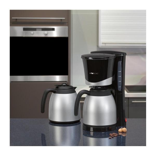 Clatronic KA 3328 Kaffeemaschine, 2 Thermoskannen, 2x 1 L, Automatische Abschaltung, schwarz-alu (263126)