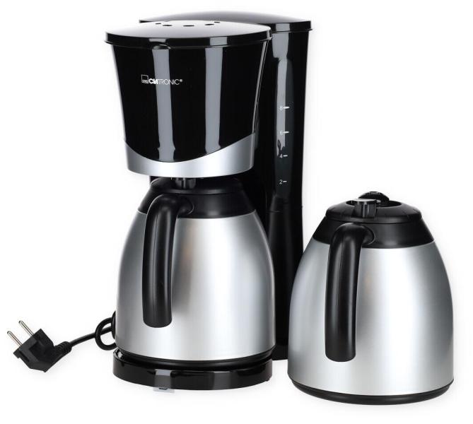 Clatronic KA 3328 Kaffeemaschine, 2 Thermoskannen, 2x 1 L, Automatische Abschaltung, schwarz-alu (263126)