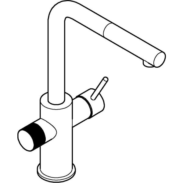 GROHE Blue Pure Minta Einhebelmischer herausziehbarem Mousseurauslauf, L-Auslauf, chrom (30601000)