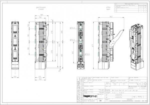 Hager LVSG1CPX NH-Sicherungs-Lastschaltleiste, LV, NH1, 185mm, 3-polig, M12