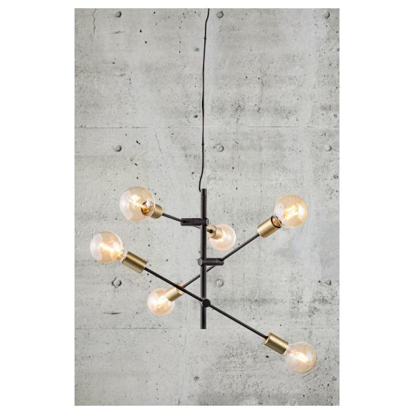 Nordlux Josefine Pendelleuchte Matt, 6-Flammig, 6x25 Watt, E27, IP20, schwarz (48933003)