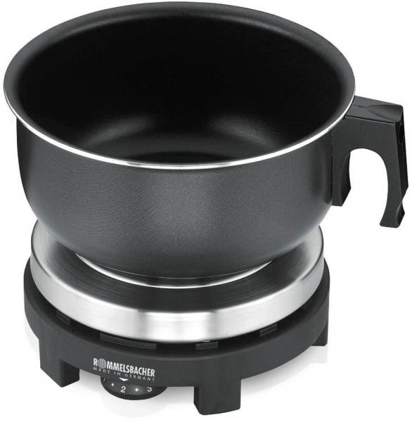 ARDEBO.de Rommelsbacher RK501/SU Reisekochplatte, 500W, Gussheizplatte, Edelstahl/schwarz