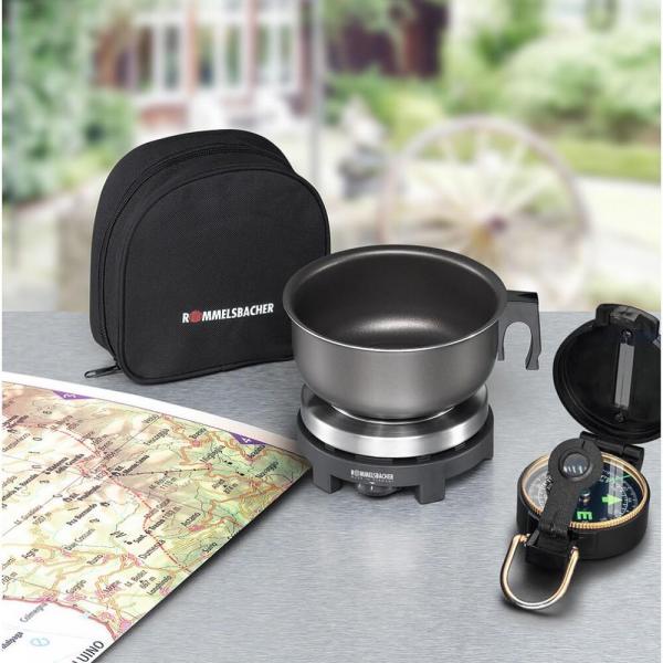 Rommelsbacher RK501/SU Reisekochplatte, 500W, Gussheizplatte, Edelstahl/schwarz