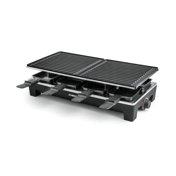 Rommelsbacher RCS 1350 Raclette, 1350W, 8 Pfännchen, 8 Wendeschaber, Antihaftbeschichtung, schwarz/Edelstahl