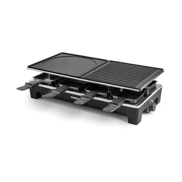 Rommelsbacher RCS 1350 Raclette, 1350W, 8 Pfännchen, 8 Wendeschaber, Antihaftbeschichtung, schwarz/Edelstahl