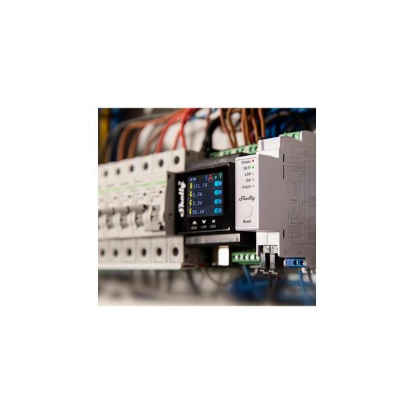Shelly Pro EM-50 Energiezähler, WLAN, Bluetooth, LAN, 2x 50A, inkl. 2 Klemmen, Messfunktion (Shelly_ProEM_50A)
