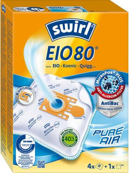 ARDEBO.de Swirl EIO 80 MicroPor Plus Staubsaugerbeutel für EIO, Koenic und Quigg Staubsauger, 4 Stck.