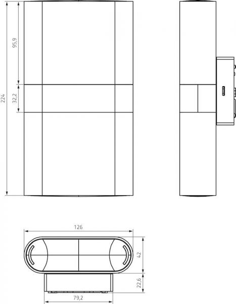 Theben theLeda D UDL AL LED-Leuchte Wandmontage 11,5 Watt, aluminium, Uplight, Downlight, 3000 K (warmweiß) 1020704