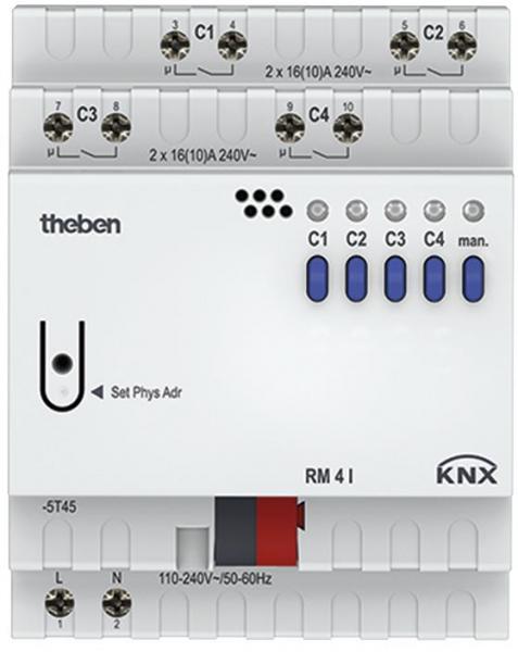 ARDEBO.de Theben RM 4 I KNX Schaltaktor 4-fach, 16 A C-Last 200 µF, KNX TP 4940210
