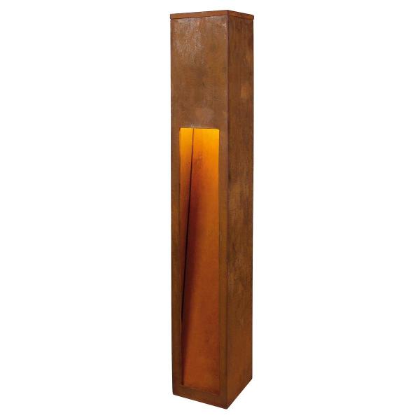 ARDEBO.de SVL RUSTY SLOT 80 Outdoor Standleuchte, TC-DSE, IP44, L/B/H 12/12/80 cm, max. 11W, stahl gerostet (229411)