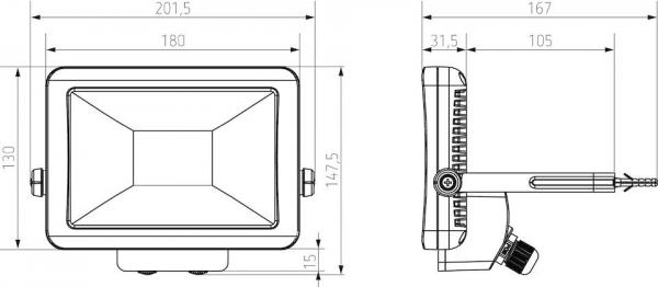 Theben theLeda B20L WH LED-Strahler 20 Watt, Wandmontage außen, weiß, Bewegungsmelder optional, 5000 K (neutralweiß) 1020683