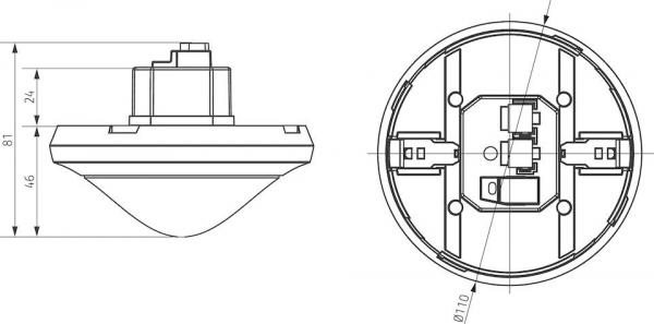 Theben theRonda P360 KNX UP WH Präsenzmelder (PIR) Deckenmontage Unterputz innen, 360° rund, 24 m, 2 Kanäle Licht, 2 Kanäle Präsenz für HKL, weiß 2089000