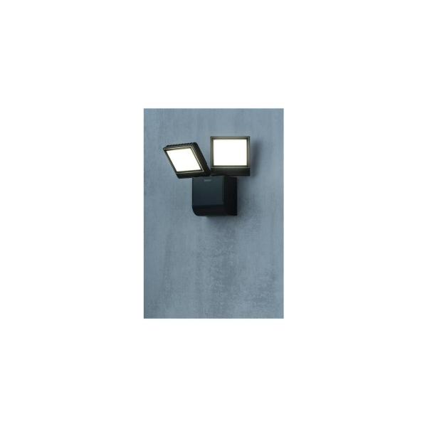 Theben theLeda S17-100L BK LED-Strahler Wandmontage außen, 17 Watt, schwarz, 2 LED-Panels, drehbar / schwenkbar, 4000 K (neutralweiß) 1020603