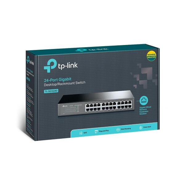 TP-Link TL-SG1024D 24-Port-Gigabit-Desktop/Rackmount-Switch, 24x10/100/1000Mbit/s-Ports, schwarz