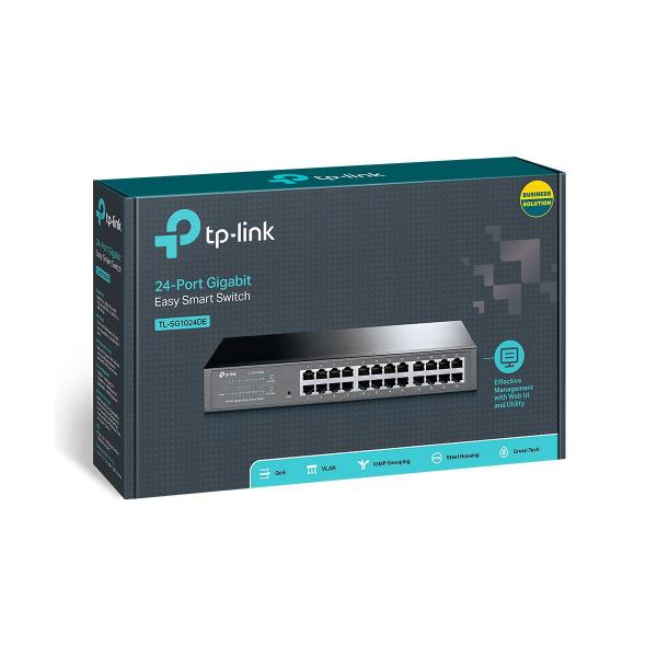 TP-Link TL-SG1024DE 24-Port-Gigabit-Easy-Smart-Switch, 24x10/100/1000Mbit/s-Ports, schwarz