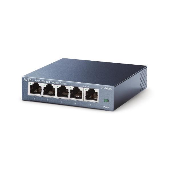 TP-Link TL-SG105 5-Port Gigabit Desktop Switch, 5x10/100/1000Mbit/s-RJ45-Ports, schwarz
